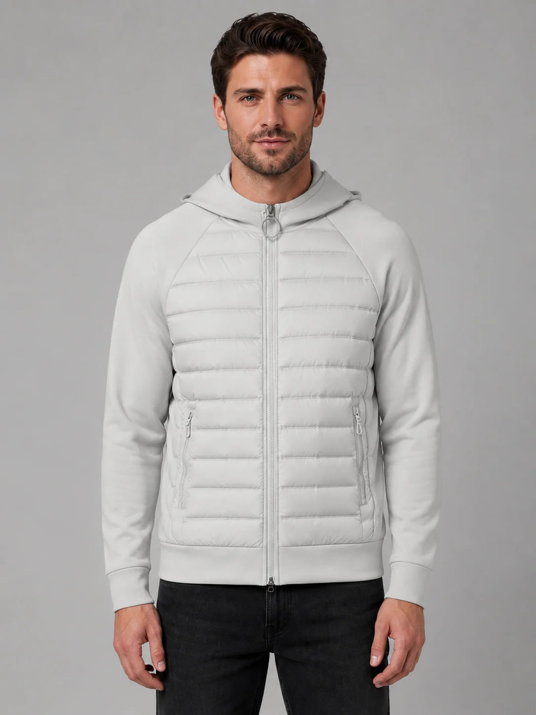 Brett | Men's Jacket Hooded Quilted Lightweight Zip-Through Padded Insulated Warm Casual Everyday Layering Autumn Winter Outerwear