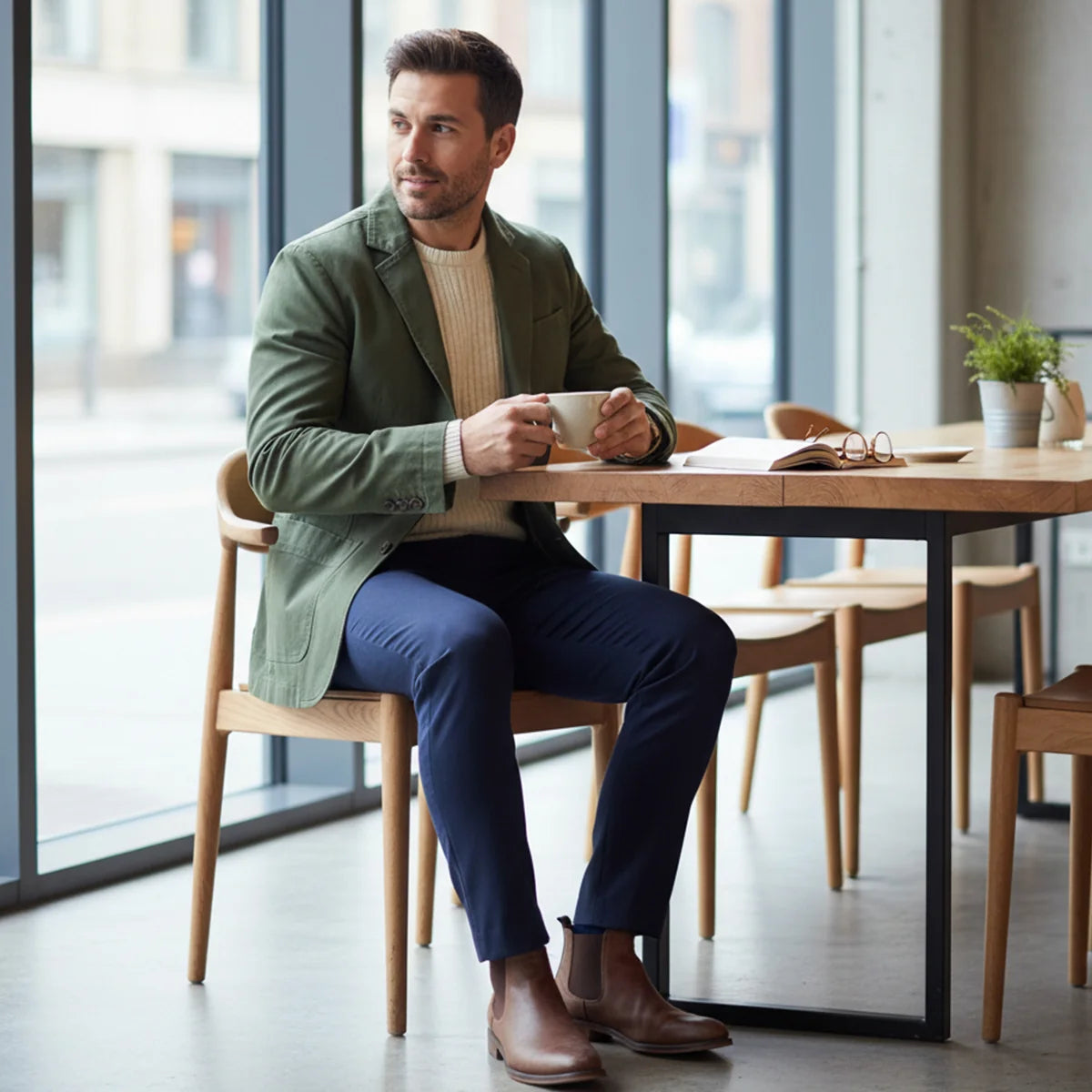 Arturo | Men's Jacket Cotton Blazer-Style Windbreaker Pockets Structured Lightweight Smart Casual Everyday Autumn Layering