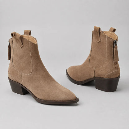Waverly | Women's Ankle Boots Suede-Look Western Structured Pointed Statement Heritage Chic Casual Everyday Autumn Winter Footwear
