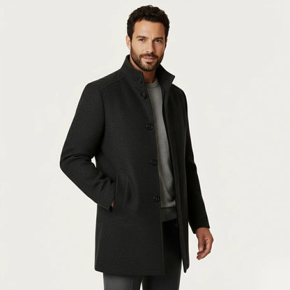 Abram | Men's Wool Coat Overcoat Classic Tailored Structured Longline Warm Premium Smart Formal Business Everyday Autumn Winter