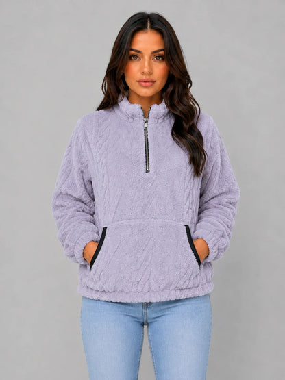 Lilith | Women's Pullover Plush Half-Zip High Neck Fleece Soft Cosy Warm Relaxed Layering Chic Casual Everyday Autumn Winter