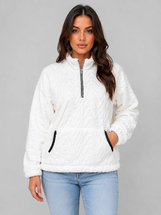Lilith | Women's Pullover Plush Half-Zip High Neck Fleece Soft Cosy Warm Relaxed Layering Chic Casual Everyday Autumn Winter