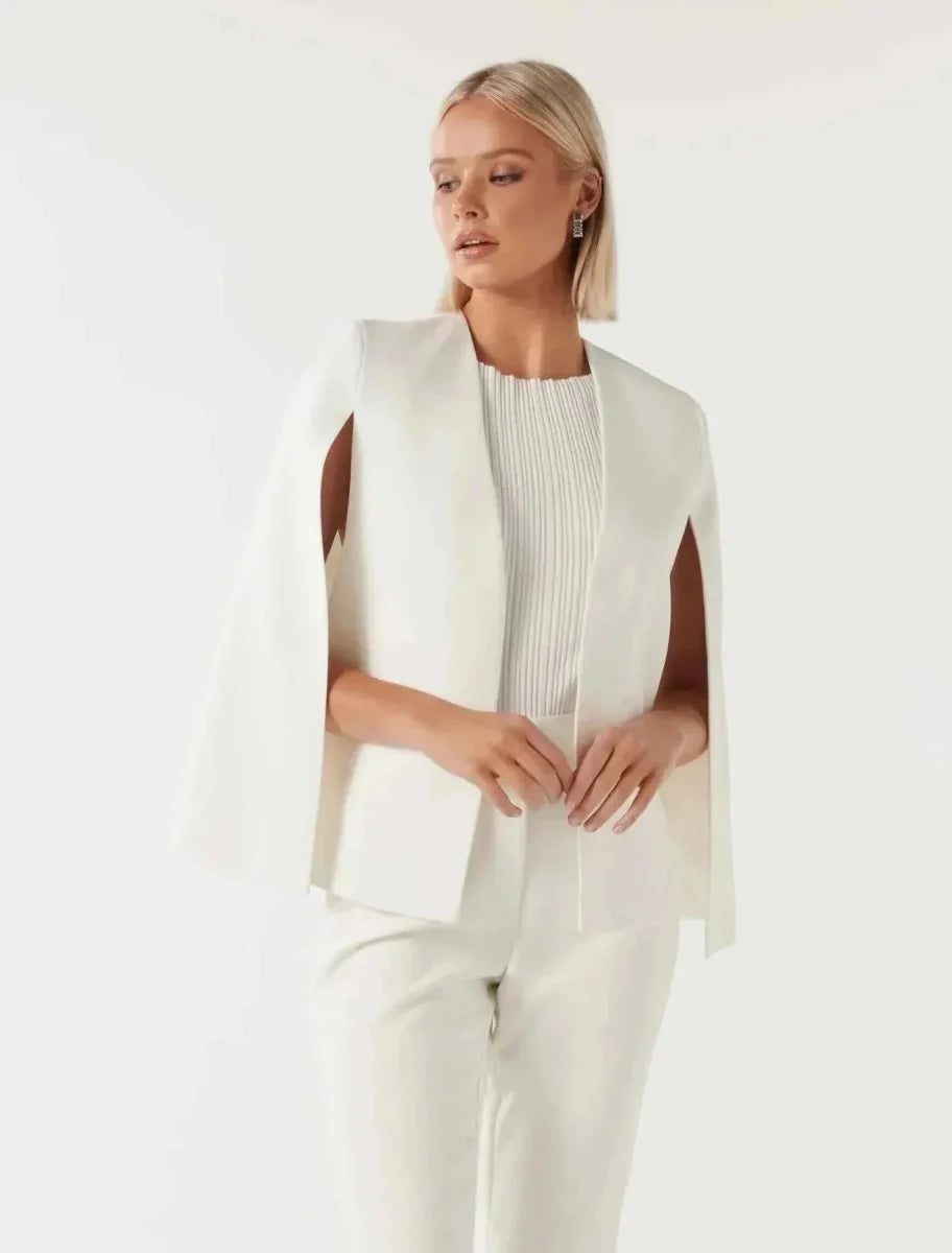 Sunny | Women's Blazer Cape Elegant Flowing Cut Sleeve Slit Structured Refined Smart Occasion Chic Everyday Autumn Winter