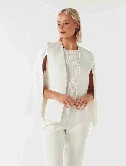 Sunny | Women's Blazer Cape Elegant Flowing Cut Sleeve Slit Structured Refined Smart Occasion Chic Everyday Autumn Winter