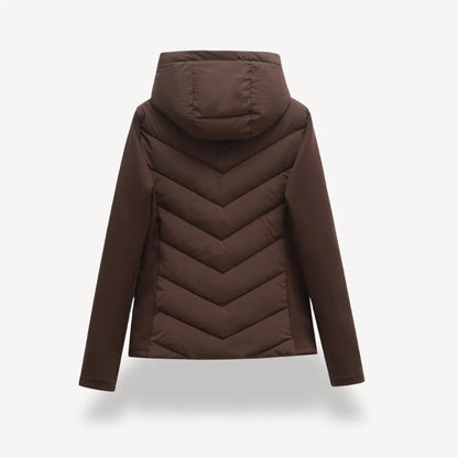 Selena | Women's Jacket Chevron Quilted Hooded Padded Insulated Warm Lightweight Casual Everyday Winter Outerwear Cosy Statement