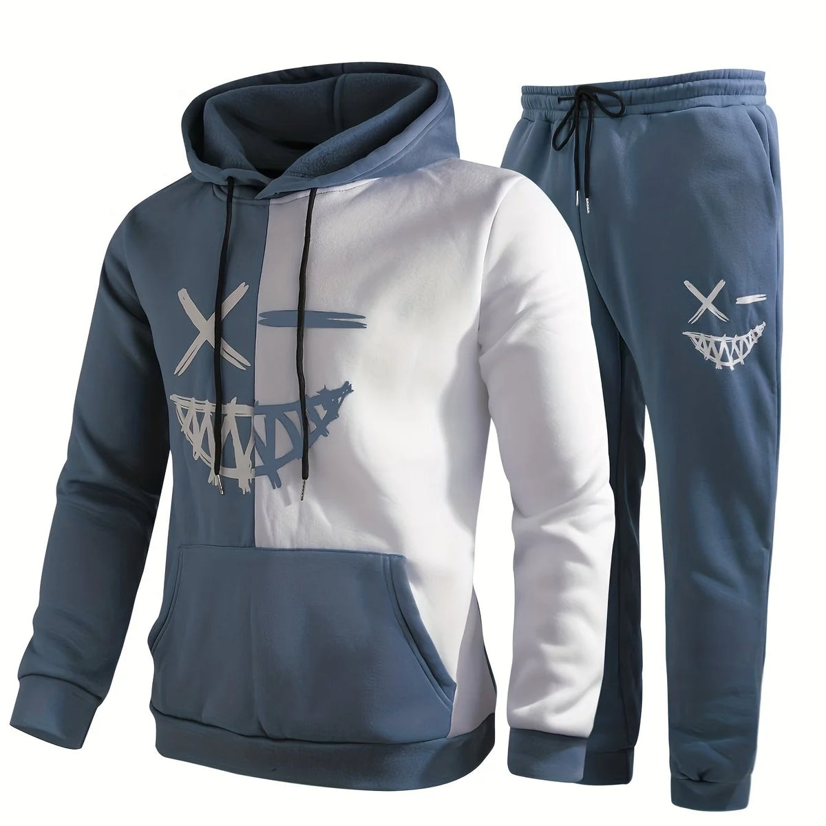 Niko | Men's Co-ord Set Hoodie Joggers Colour-Block Two-Piece Soft Warm Cosy Relaxed Coordinated Casual Everyday Streetwear Autumn