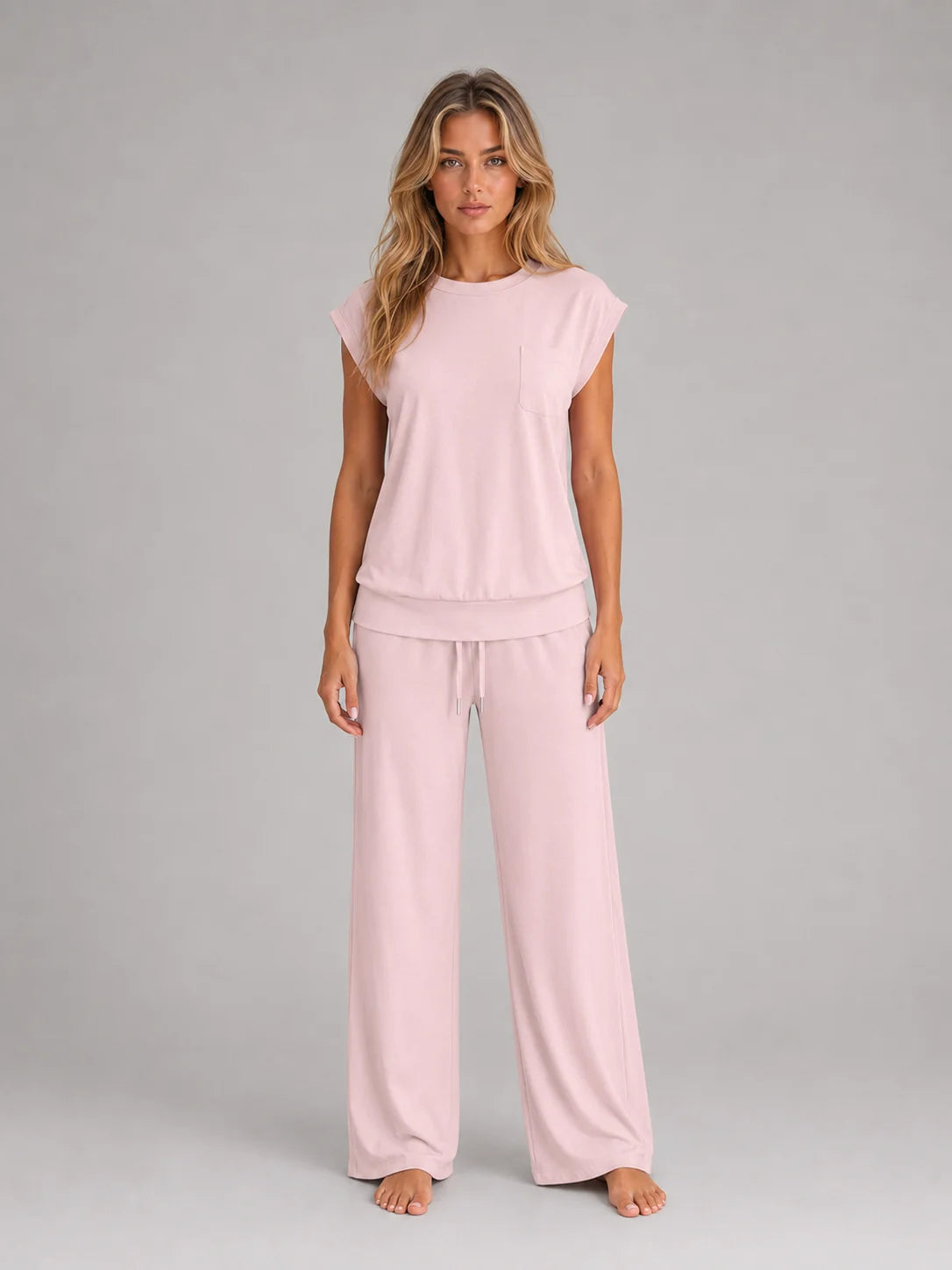 Rosa | Women's Lounge Set Relaxed T-Shirt Wide-Leg Trousers Two-Piece Soft Cosy Coordinated Comfort Loungewear Casual Everyday