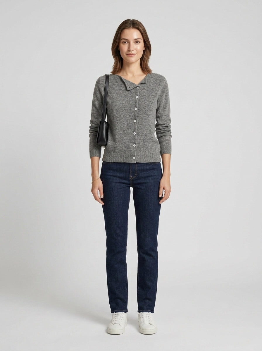 Laney | Women's Cardigan Cashmere-Blend Button Front Soft Luxurious Relaxed Warm Layering Chic Feminine Casual Everyday Autumn - Front [Lystr 6a855b032208118807881be4:front]