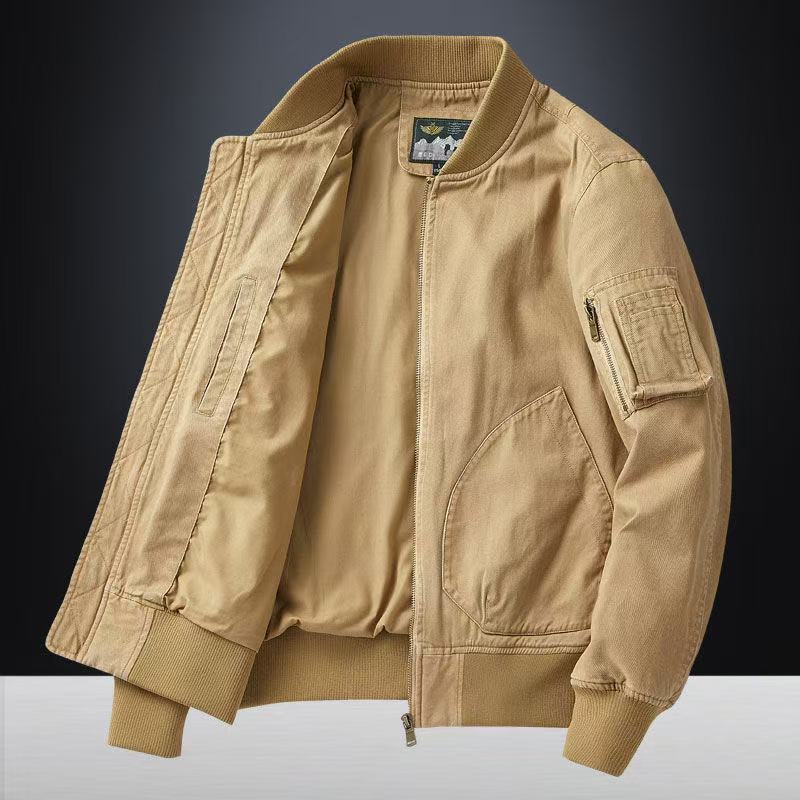 Maximus | Men's Bomber Jacket Loose Fit Baseball Collar Casual Structured Relaxed Everyday Layering Autumn Winter Outerwear