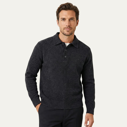 Edwin | Men's Polo Sweater Soft Knit Cashmere-Blend Modern Warm Refined Smart Casual Everyday Layering Autumn Winter Knitwear Cosy