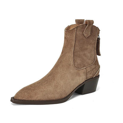 Waverly | Women's Ankle Boots Suede-Look Western Structured Pointed Statement Heritage Chic Casual Everyday Autumn Winter Footwear