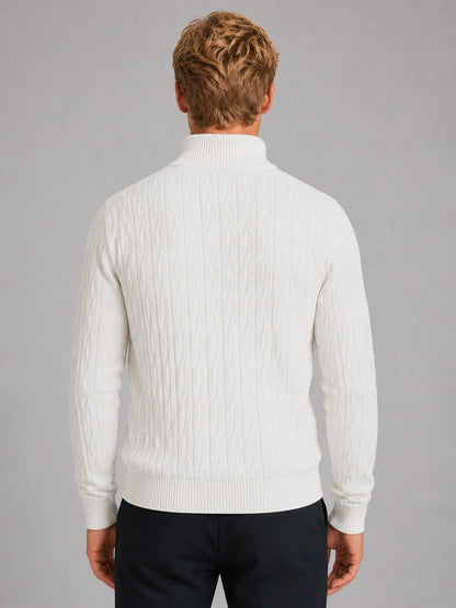 Briar | Men's Sweater Textured Quarter-Zip Funnel Neck Knit Soft Warm Refined Smart Casual Everyday Layering Autumn Winter