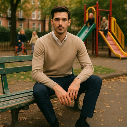 Benedict | Men's Wool Sweater Premium Soft Knit Warm Refined Timeless Smart Casual Everyday Layering Autumn Winter Knitwear Cosy