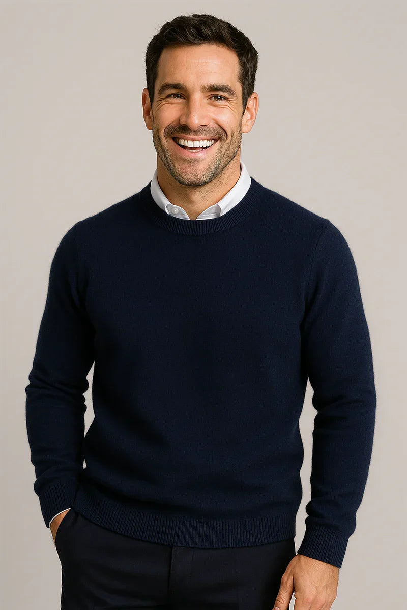 Leander | Men's Crew Neck Sweater Classic Soft Breathable Knit Warm Timeless Smart Casual Everyday Layering Autumn Winter Knitwear
