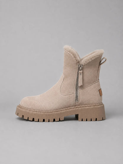 Lauren | Women's Ankle Boots Suede Faux Fur Lined Chunky Sole Warm Cosy Winter Casual Everyday Comfort Durable Weather-Ready