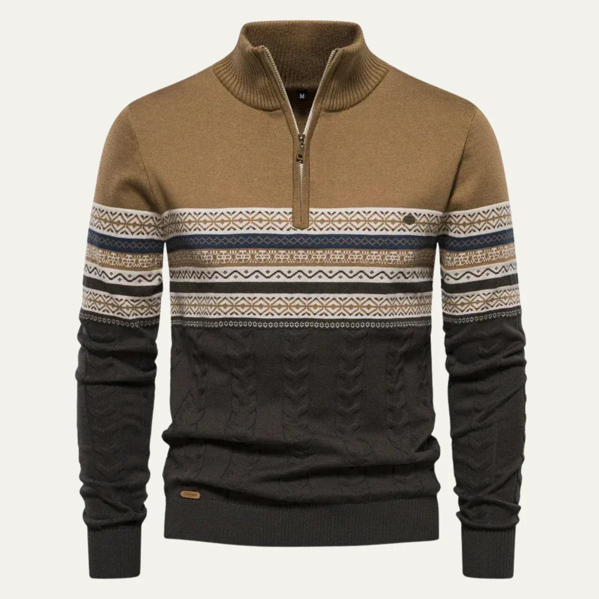 Apollo | Men's Sweater Quarter-Zip Cotton Fair Isle Knit Patterned Soft Warm Cosy Smart Casual Everyday Layering Autumn Winter