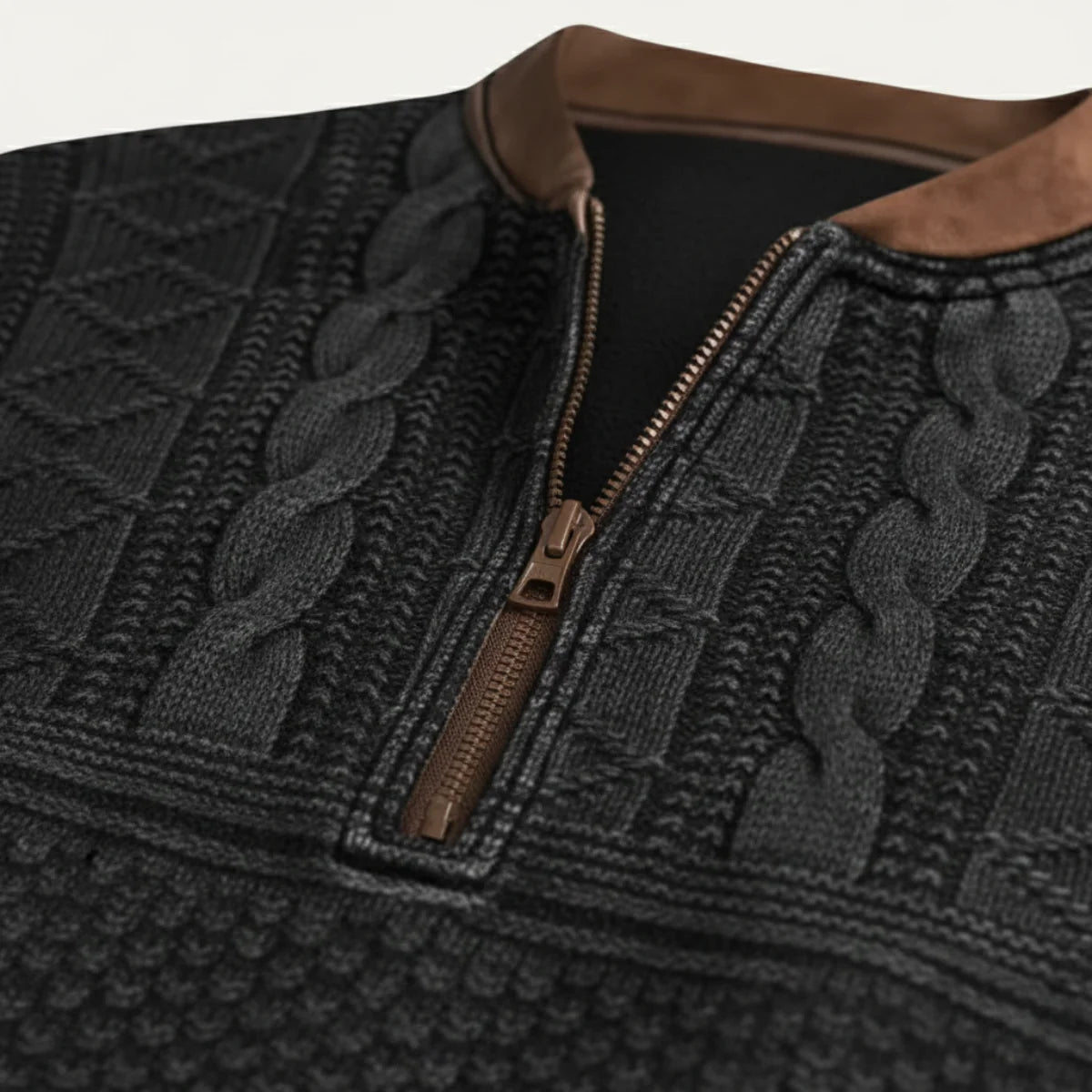 Alaric | Men's Half-Zip Sweater Patterned Elbow Patches Textured Knit Warm Soft Smart Casual Everyday Layering Autumn Winter