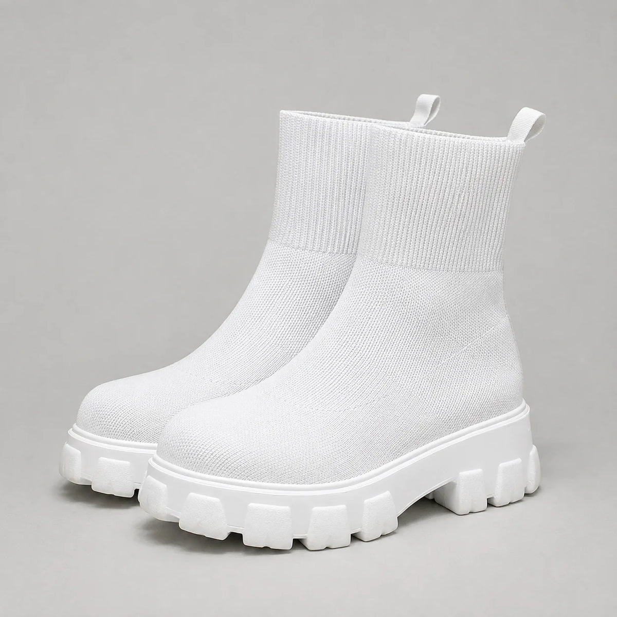Vienna | Women's Ankle Boots Platform Knitted Sock Fit Stretch Chunky Sole Sleek Modern Everyday Winter Casual Comfort Versatile
