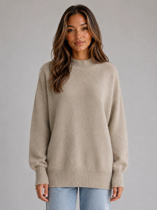 Lexi | Women's Sweater Oversized High Neck Longline Knit Relaxed Dropped Shoulder Soft Cosy Warm Layering Chic Everyday Autumn