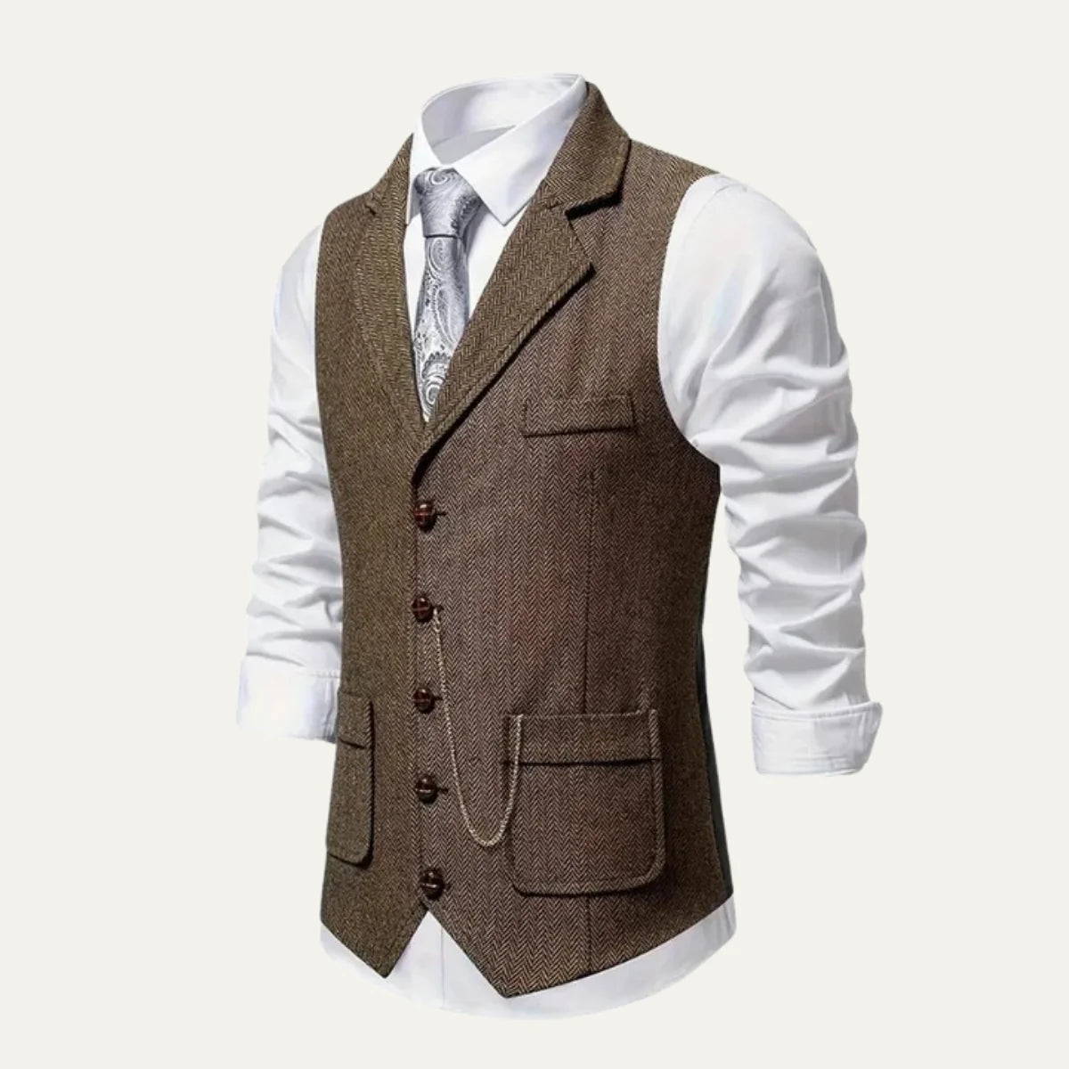 Gideon | Men's Tweed Waistcoat Gilet Tailored Classic Structured Sleeveless Smart Formal Occasion Business Wedding Refined