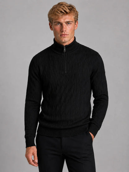 Briar | Men's Sweater Textured Quarter-Zip Funnel Neck Knit Soft Warm Refined Smart Casual Everyday Layering Autumn Winter