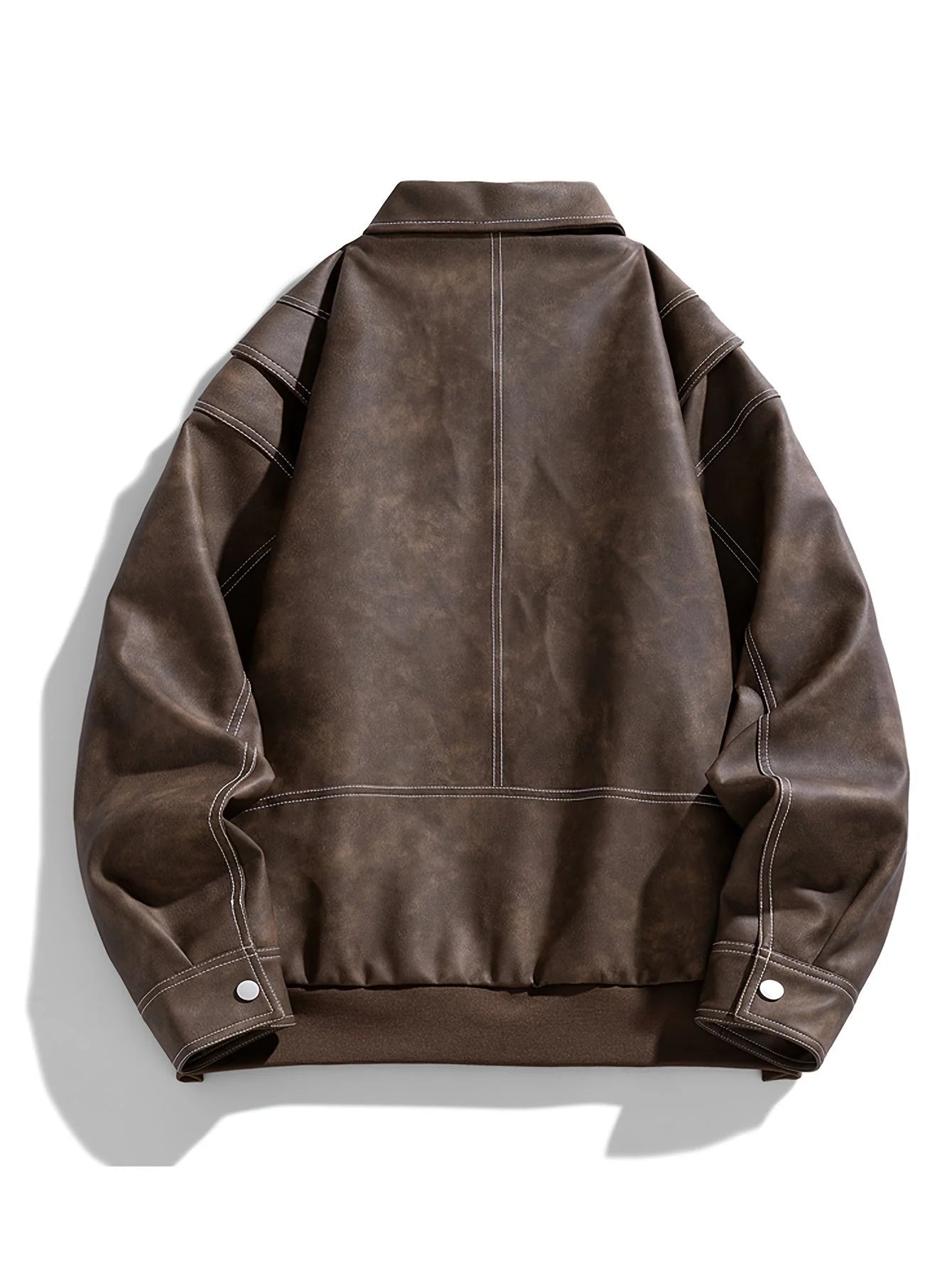 Andres | Men's Jacket Faux Leather Flap Collar Zip Pockets Structured Refined Smart Casual Everyday Autumn Winter Layering