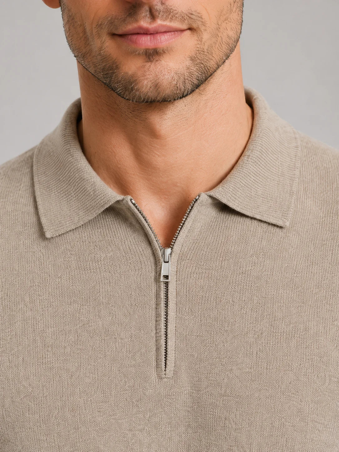 Braylen | Men's Polo Sweater Quarter-Zip Fine Knit Long-Sleeve Soft Warm Refined Smart Casual Everyday Layering Autumn Winter