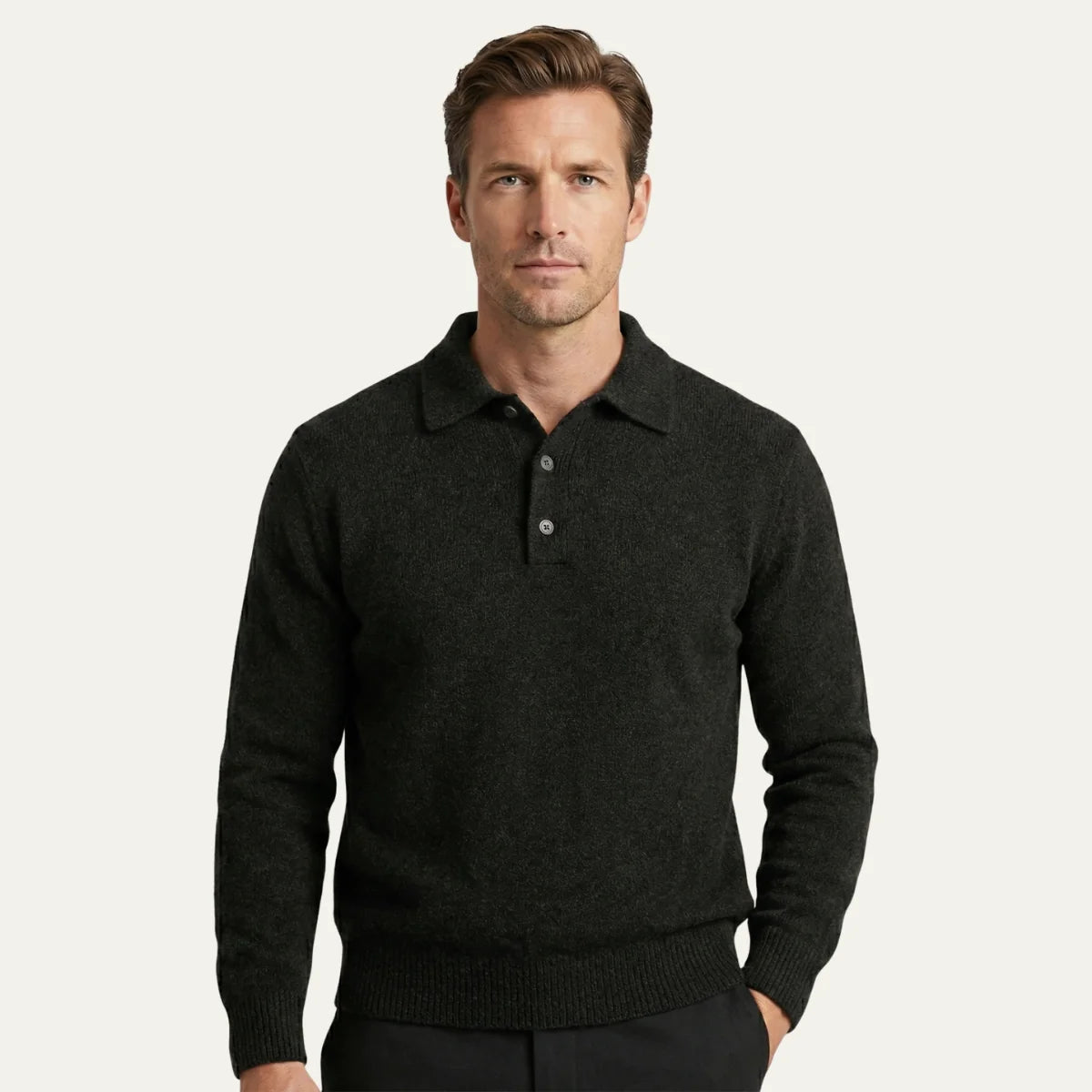 Edwin | Men's Polo Sweater Soft Knit Cashmere-Blend Modern Warm Refined Smart Casual Everyday Layering Autumn Winter Knitwear Cosy