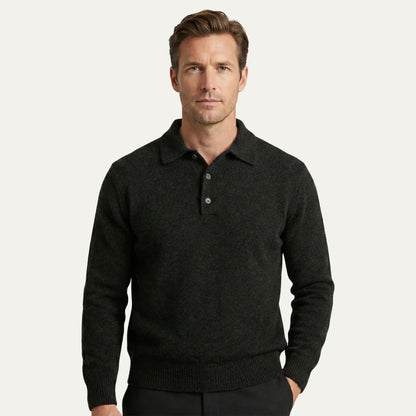 Edwin | Men's Polo Sweater Soft Knit Cashmere-Blend Modern Warm Refined Smart Casual Everyday Layering Autumn Winter Knitwear Cosy