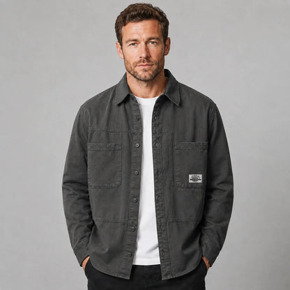 Lorenzo | Men's Overshirt Utility Multi-Pocket Cotton Button-Up Structured Warm Casual Everyday Layering Autumn Winter Versatile