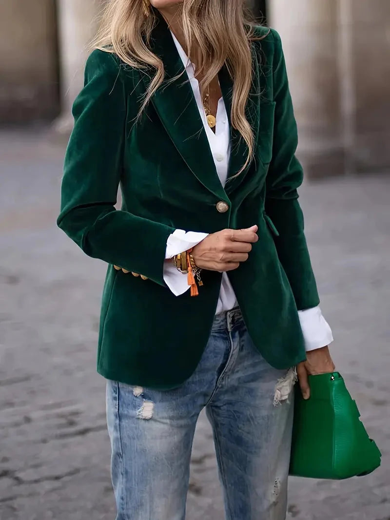 Malia | Women's Blazer Velvet Elegant Structured Tailored Soft Rich Smart Occasion Evening Party Festive Everyday Autumn Winter