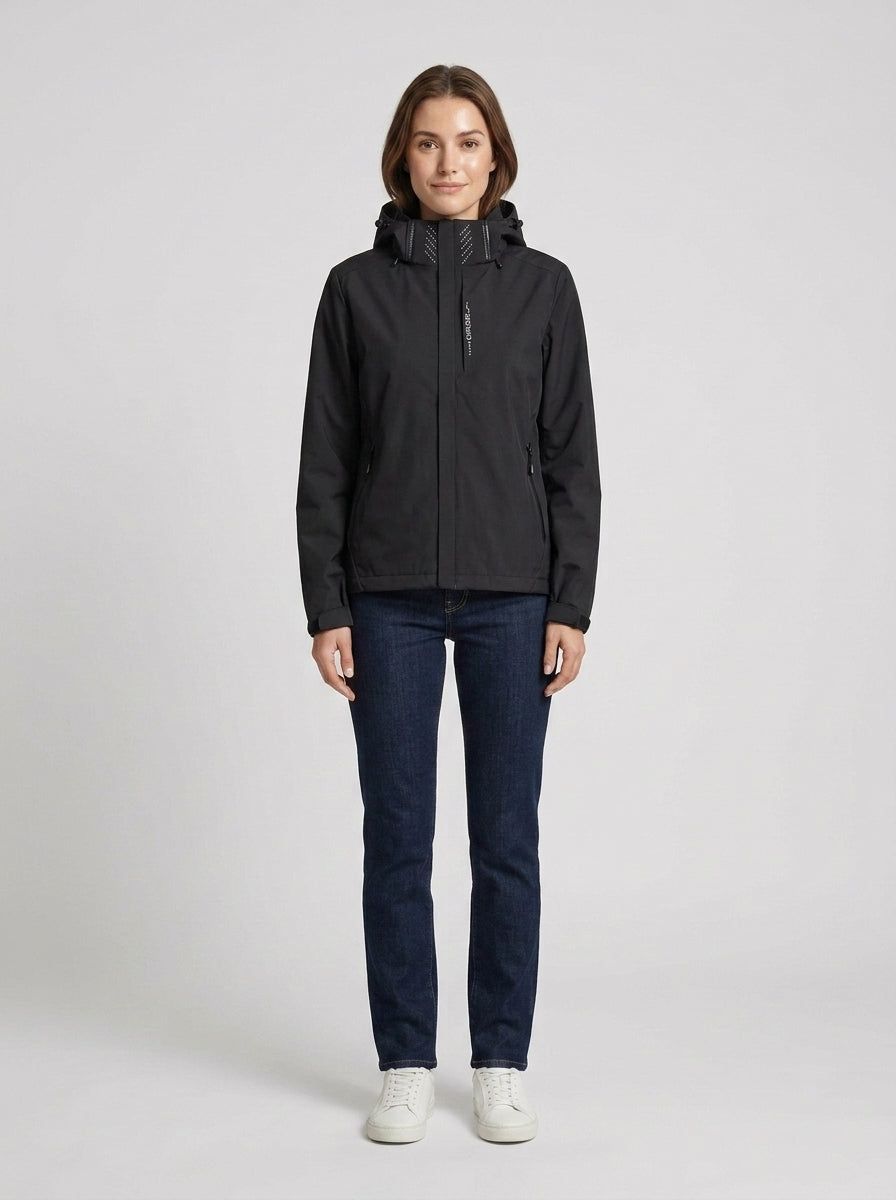 Sienna | Women's Technical Jacket Hooded Performance Structured Zip Warm Waterproof Functional Outdoor Casual Everyday - Front [Lystr 6a7e2dbb9d1b0a17cf148b7b:front]