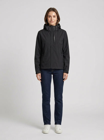 Sienna | Women's Technical Jacket Hooded Performance Structured Zip Warm Waterproof Functional Outdoor Casual Everyday - Front [Lystr 6a7e2dbb9d1b0a17cf148b7b:front]