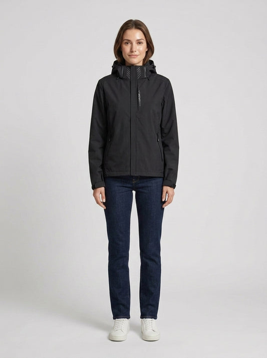 Sienna | Women's Technical Jacket Hooded Performance Structured Zip Warm Waterproof Functional Outdoor Casual Everyday - Front [Lystr 6a7e2dbb9d1b0a17cf148b7b:front]
