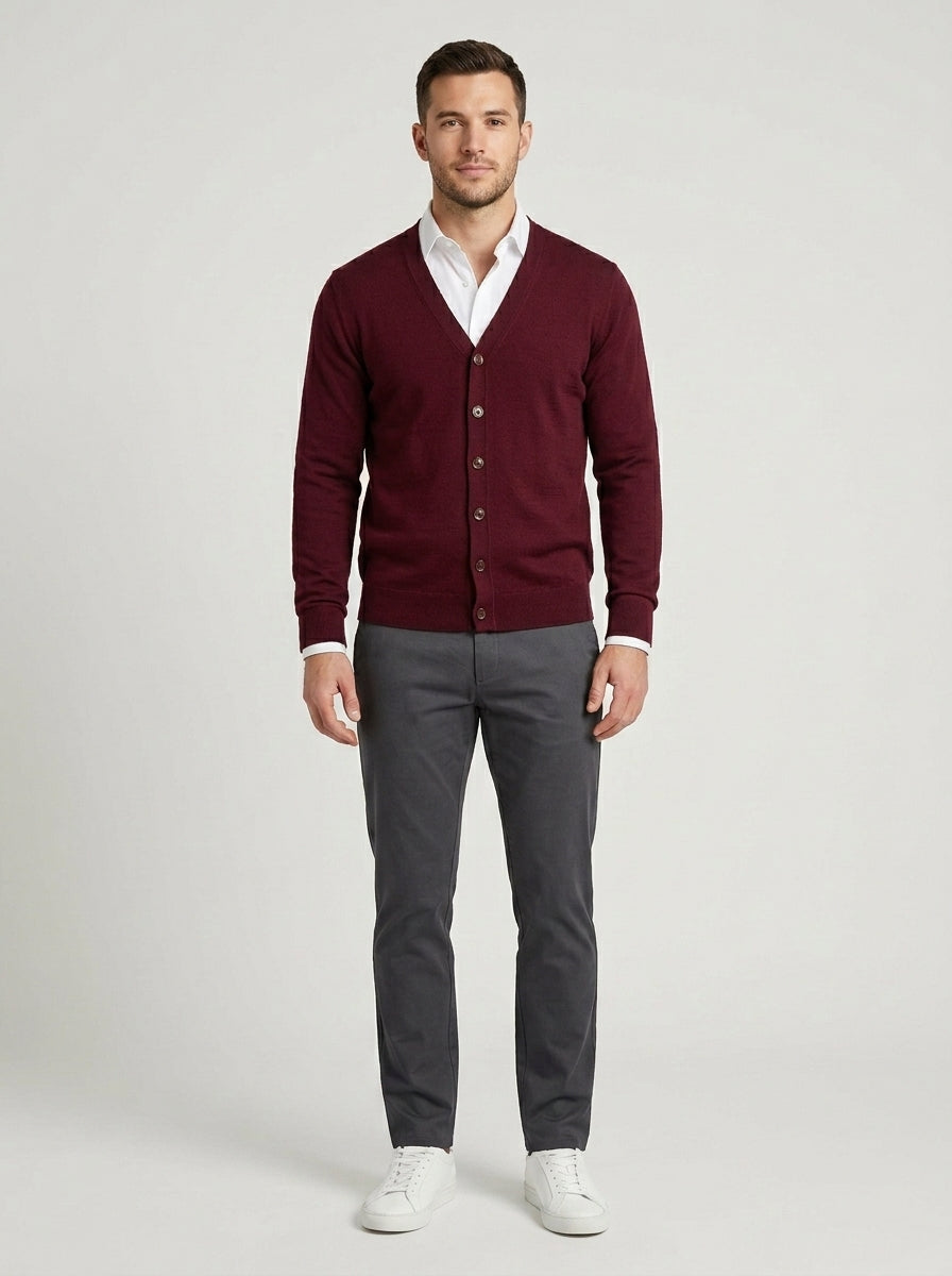 Alden | Men's Cardigan Button Front V-Neck Casual Knit Soft Refined Layering Smart Casual Everyday Autumn Winter Knitwear Warm - Front [Lystr 6a84a16b834bde48df7265ac:front]