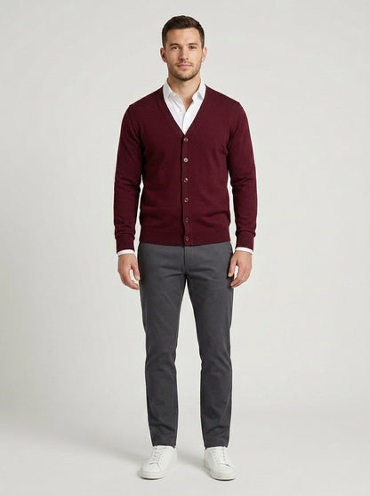 Alden | Men's Cardigan Button Front V-Neck Casual Knit Soft Refined Layering Smart Casual Everyday Autumn Winter Knitwear Warm - Front [Lystr 6a84a16b834bde48df7265ac:front]