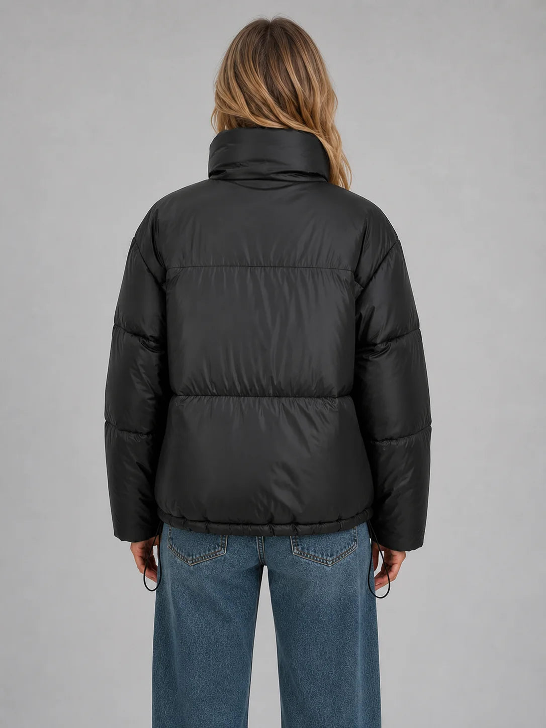 Paola | Women's Puffer Jacket Cropped High Neck Quilted Padded Insulated Warm Zip Casual Everyday Winter Outerwear Cosy Statement
