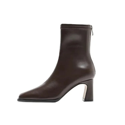 Wanda | Women's Ankle Boots Square Toe Block Heel Structured Sleek Modern Chic Casual Everyday Autumn Winter Footwear Statement