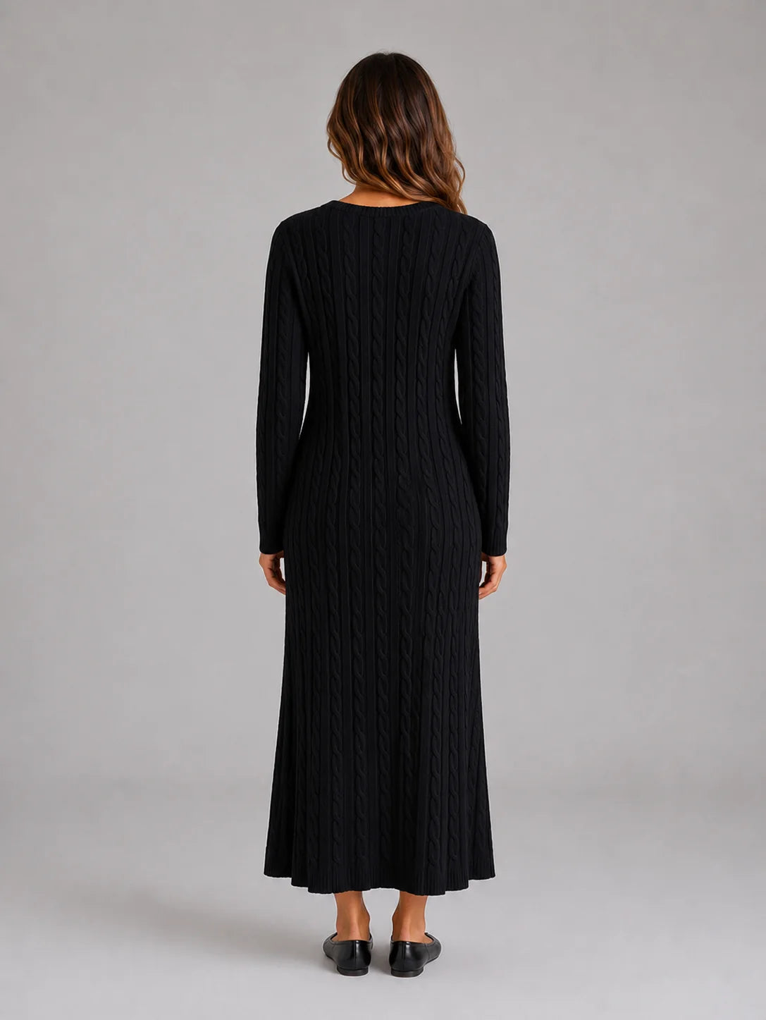 Perla | Women's Maxi Dress Cable-Knit Long-Sleeve Jumper Soft Cosy Warm Feminine Chic Occasion Everyday Autumn Winter Knitwear