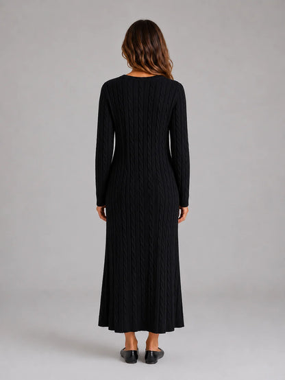 Perla | Women's Maxi Dress Cable-Knit Long-Sleeve Jumper Soft Cosy Warm Feminine Chic Occasion Everyday Autumn Winter Knitwear