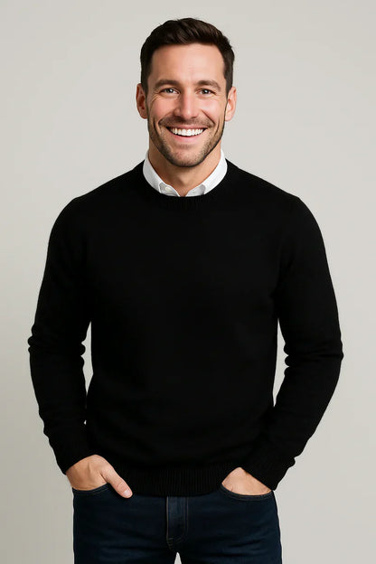 Leander | Men's Crew Neck Sweater Classic Soft Breathable Knit Warm Timeless Smart Casual Everyday Layering Autumn Winter Knitwear