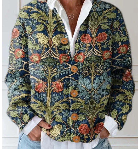 Octavia | Women's Cardigan Knit Vintage Floral Pattern Soft Cosy Warm Relaxed Layering Chic Feminine Occasion Everyday Autumn