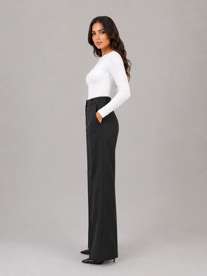 Raelynn | Women's Trousers High-Waisted Tailored Straight Leg Smart Work Structured Refined Office Everyday Autumn Winter