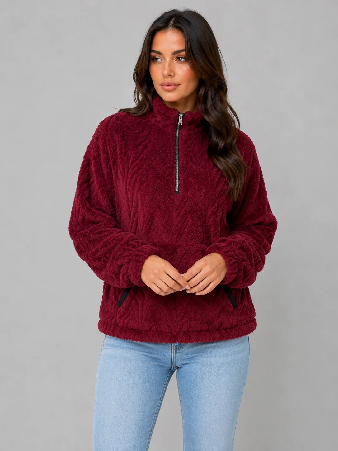 Lilith | Women's Pullover Plush Half-Zip High Neck Fleece Soft Cosy Warm Relaxed Layering Chic Casual Everyday Autumn Winter