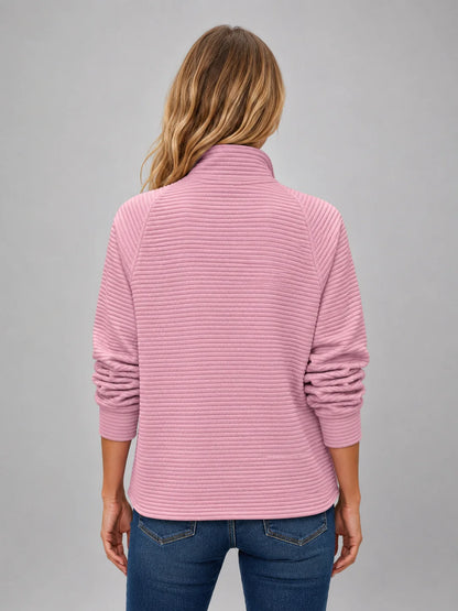 Royalty | Women's Pullover Ribbed Half-Zip Casual Knit Zip Neck Soft Cosy Warm Relaxed Layering Chic Feminine Everyday Autumn