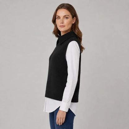 Sutton | Women's Vest Sweater Roll Neck Sleeveless Knit Soft Cosy Warm Layering Chic Feminine Casual Everyday Autumn Winter Knitwear