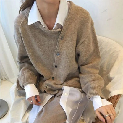 Winter | Women's Jumper Cosy Playful Button Detail Soft Knit Relaxed Warm Layering Chic Feminine Casual Everyday Autumn Winter