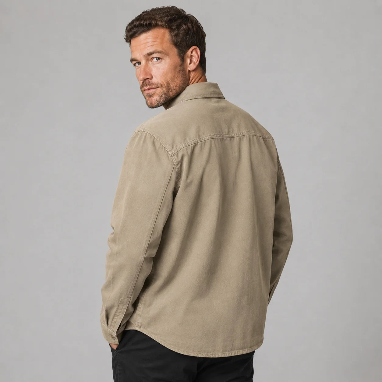 Lorenzo | Men's Overshirt Utility Multi-Pocket Cotton Button-Up Structured Warm Casual Everyday Layering Autumn Winter Versatile