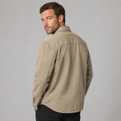 Lorenzo | Men's Overshirt Utility Multi-Pocket Cotton Button-Up Structured Warm Casual Everyday Layering Autumn Winter Versatile