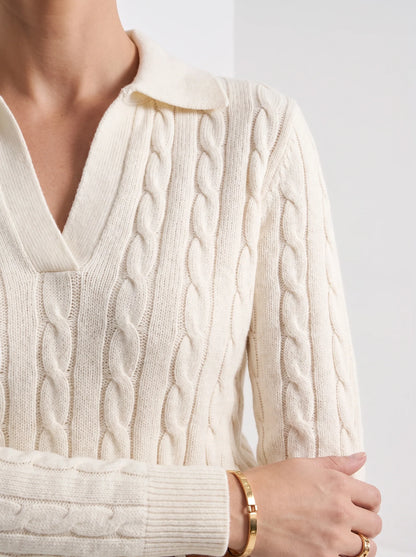 Melina | Women's Sweater Cable-Knit Chunky Textured Round Neck Soft Cosy Warm Layering Chic Feminine Casual Everyday Autumn Winter